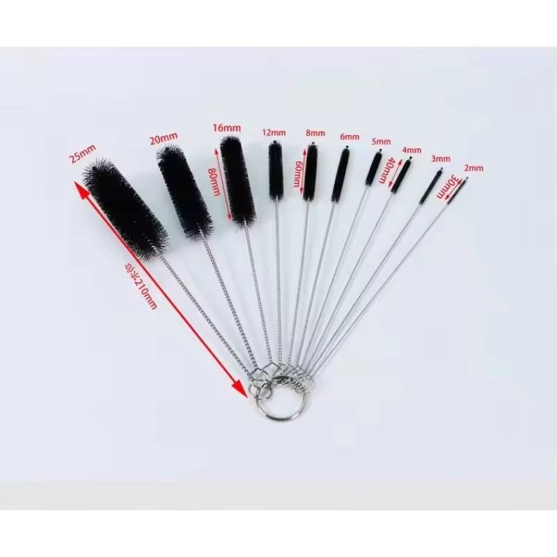 10Pcs Set Stainless Soft Hair Suction Glass Tube Cleaner Brushes Nylon Bottle Fish Tank Pipe Brush Household  cleaning tools E-1298
