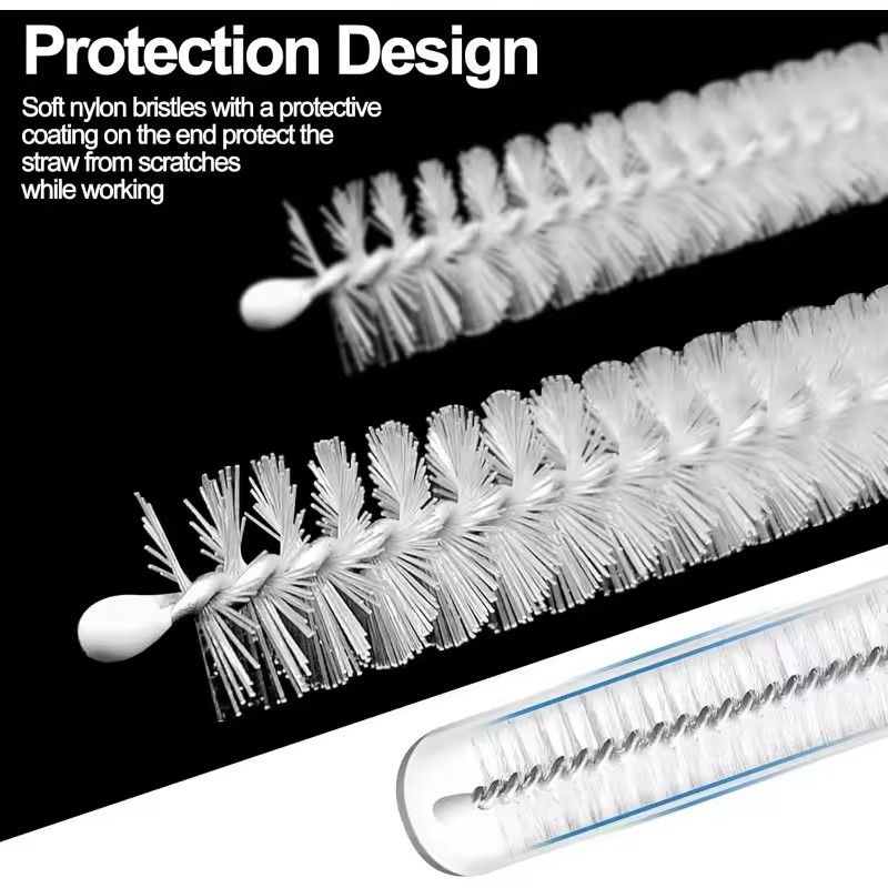 10Pcs Set Stainless Soft Hair Suction Glass Tube Cleaner Brushes Nylon Bottle Fish Tank Pipe Brush Household  cleaning tools E-1298