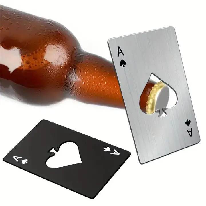 Spades A Credit Card Type Bottle Opener Creative Poker-shaped Stainless Steel Household Tool Bottle Opener Beer Opener  E-864
