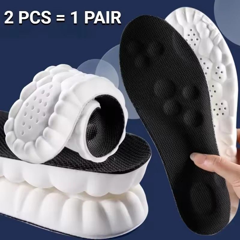 4D Latex Sport Insoles Soft High Elasticity Shoe Pads Breathable Running Basket Shoe Sole Arch Support Orthopedic Inserts Unisex