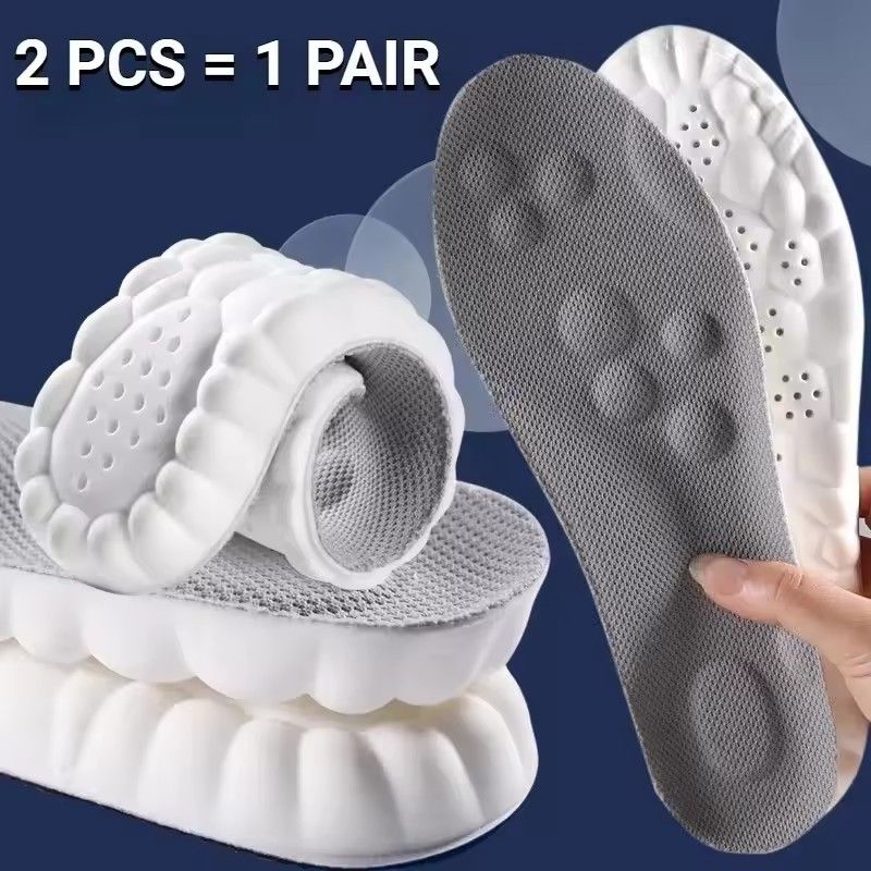 4D Latex Sport Insoles Soft High Elasticity Shoe Pads Breathable Running Basket Shoe Sole Arch Support Orthopedic Inserts Unisex