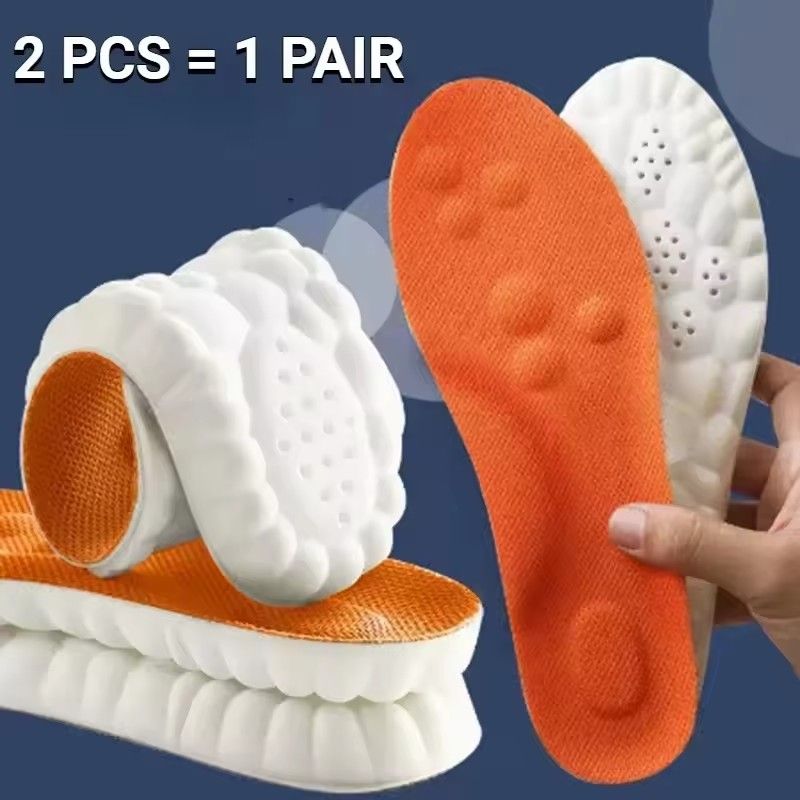 4D Latex Sport Insoles Soft High Elasticity Shoe Pads Breathable Running Basket Shoe Sole Arch Support Orthopedic Inserts Unisex