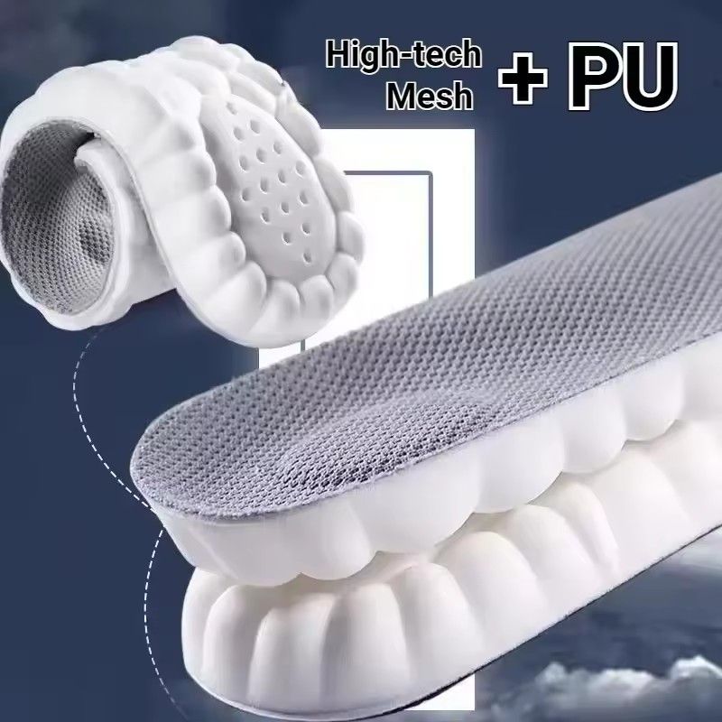 4D Latex Sport Insoles Soft High Elasticity Shoe Pads Breathable Running Basket Shoe Sole Arch Support Orthopedic Inserts Unisex