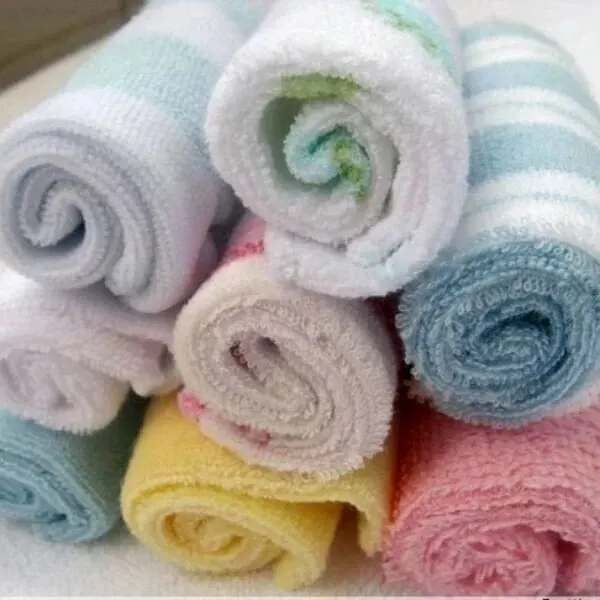 8 Pieces of Baby Bath Towel Soft Face Natural Cotton Feeding Absorbent Small Handkerchief Bib Saliva Towel Baby Shower Gift M--61
