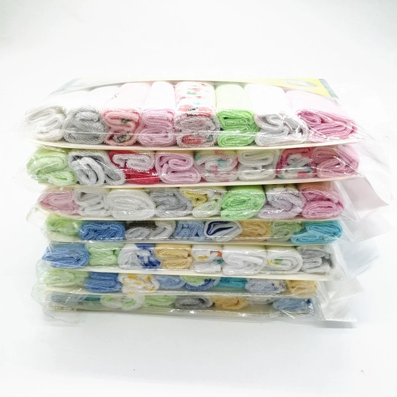 8 Pieces of Baby Bath Towel Soft Face Natural Cotton Feeding Absorbent Small Handkerchief Bib Saliva Towel Baby Shower Gift M--61