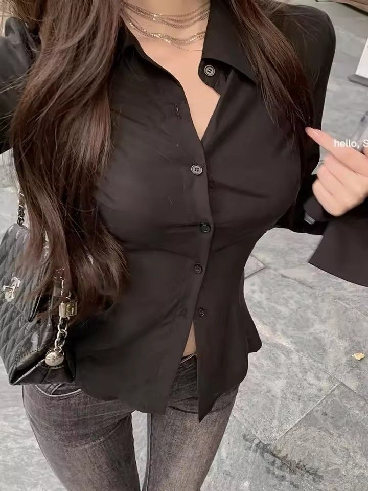 Fashion Women Bandage Shirts Korean All Match Streetwear Female Slim Blouse Spring Casual White Bell Sleeve Shirt New