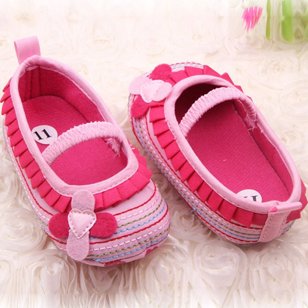 0-12M Sweet Newborn Baby Girls Flower Ruffled Shoes Toddler Soft Bottom Kids Crib First Walkers