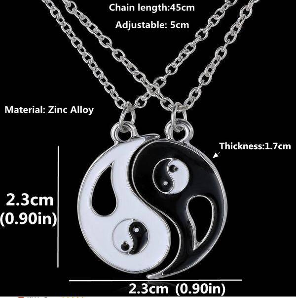 2pcs Black White Best Friends Couples Lover Necklaces XL4