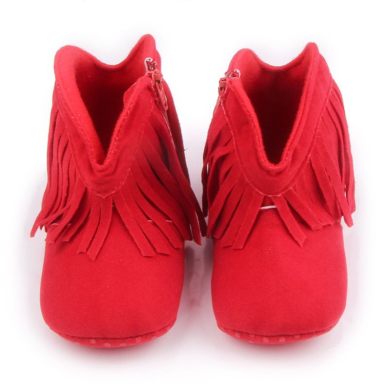 Moccasin Moccs Newborn Baby Girl Boy Kids Prewalker Solid Fringe Shoes Infant Toddler Soft Soled Anti-slip Boots Booties 0-1Yea