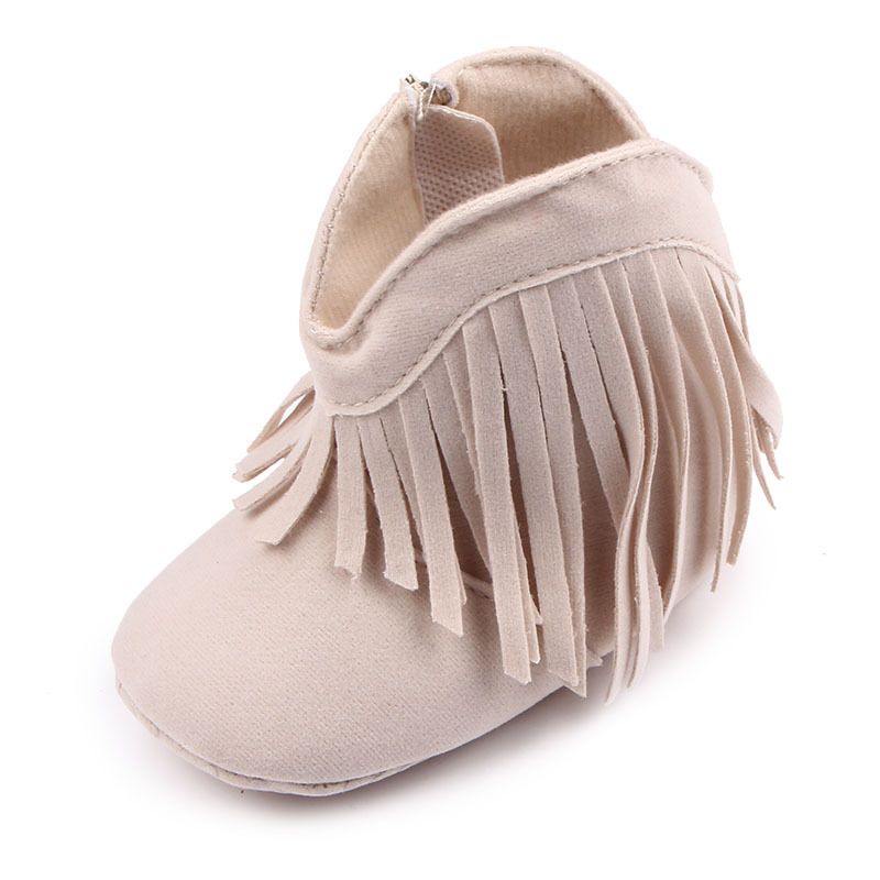 Moccasin Moccs Newborn Baby Girl Boy Kids Prewalker Solid Fringe Shoes Infant Toddler Soft Soled Anti-slip Boots Booties 0-1Yea