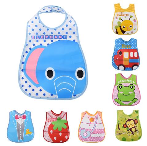 EVA Bibs/ New Child Folding Kids Feeding Bib Plastic Translucent Cloth Infants Bibs/Cute Lunch Turn Waterproof Bibs Towel Baby