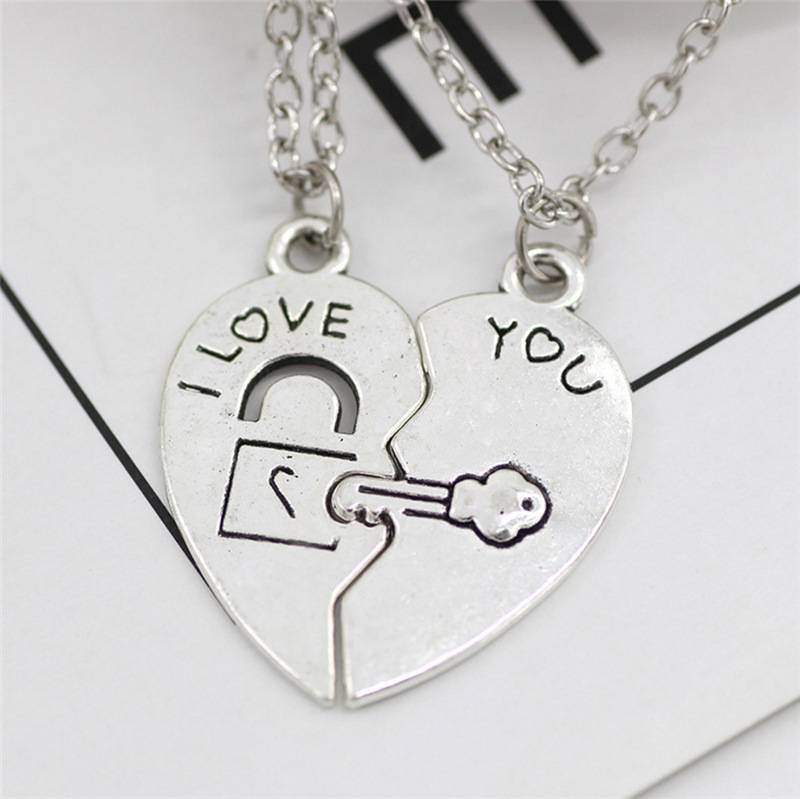 New Lock Key Love Splice Necklace Pair I LOVE YOU Lovers Necklace XL--112