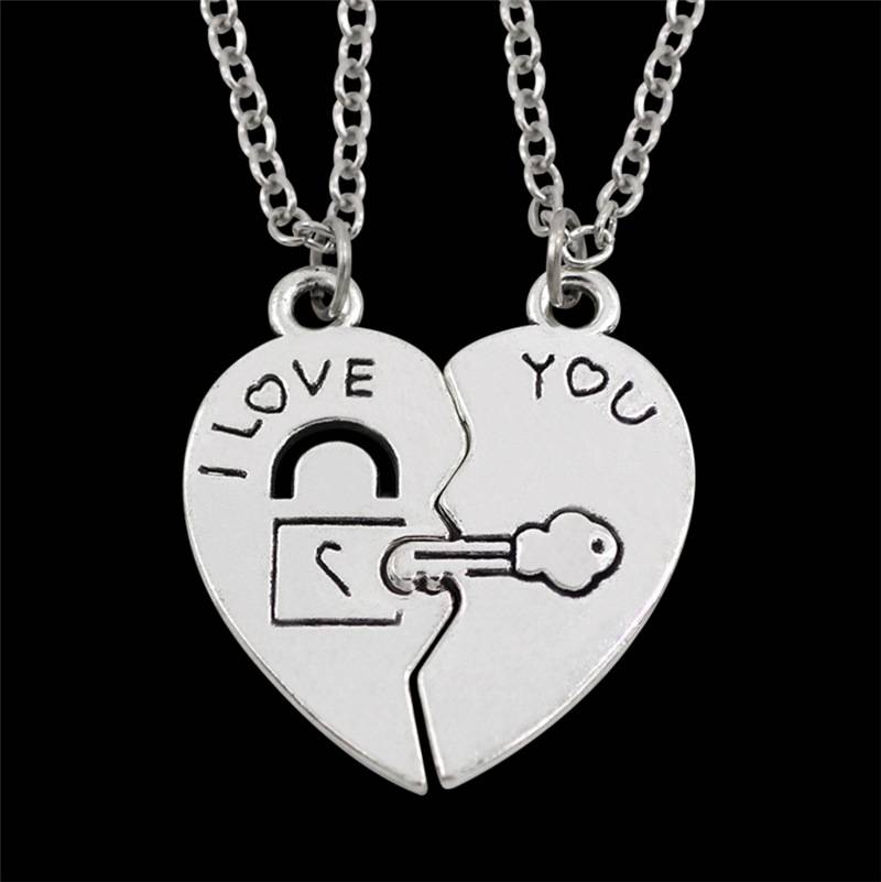 New Lock Key Love Splice Necklace Pair I LOVE YOU Lovers Necklace XL--112