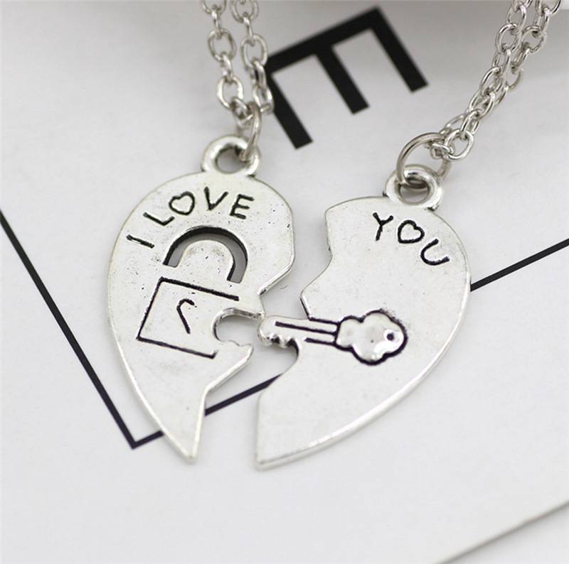 New Lock Key Love Splice Necklace Pair I LOVE YOU Lovers Necklace XL--112