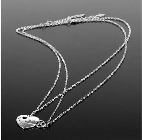 2pcsPendents Carved Best Friends Combination Necklace  XL3