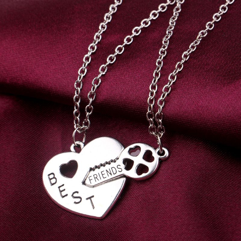 2pcsPendents Carved Best Friends Combination Necklace  XL3