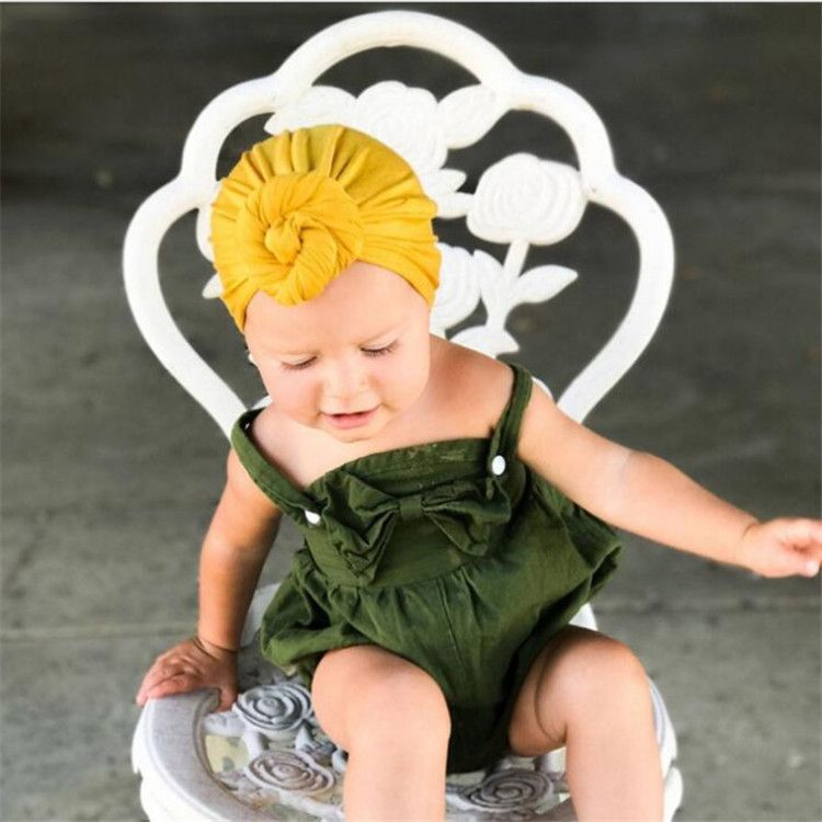 Fashion Baby Round Ball Flower Hat Elastic Caps Girls Newborn Turban Knot Kids Headwear Hair Accessories Photography Props