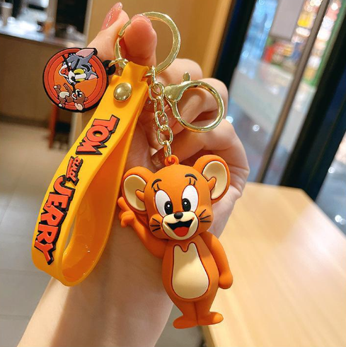 Tom and Jerry Anime Cartoon toys Doll Car Cute Key Chain Bag Pendant KeyChain Action Toy Figure Pendant Collectible kids Gifts C-364