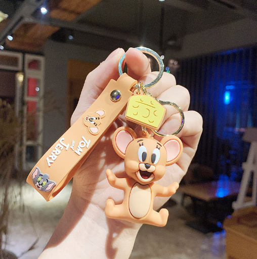 Tom and Jerry Anime Cartoon toys Doll Car Cute Key Chain Bag Pendant KeyChain Action Toy Figure Pendant Collectible kids Gifts C-364