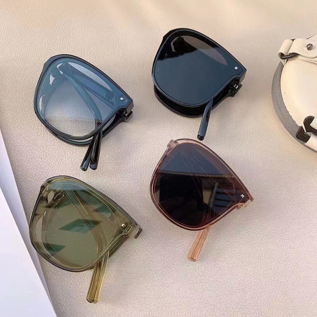 Foldable Square Frame Sunglasses For Women Men Rivet Decor Polarized Glasses Casual Portable Outdoor Eyewear UV400 FZ-451