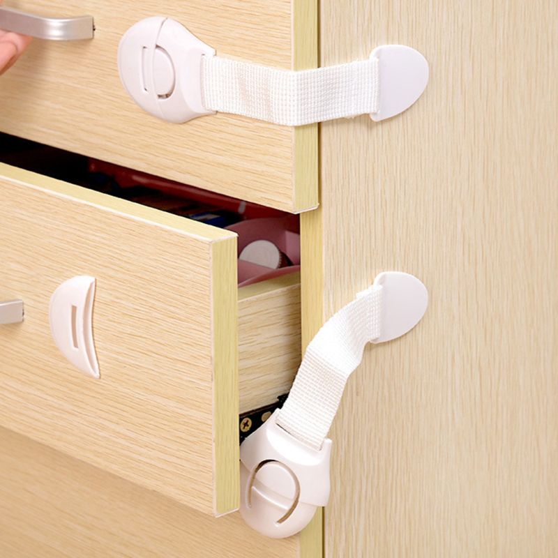 10pcs Durable & Secure White Plastic Cabinet Locks - Youngsters Safety Drawer and Door Latches with Easy Installation E-1141