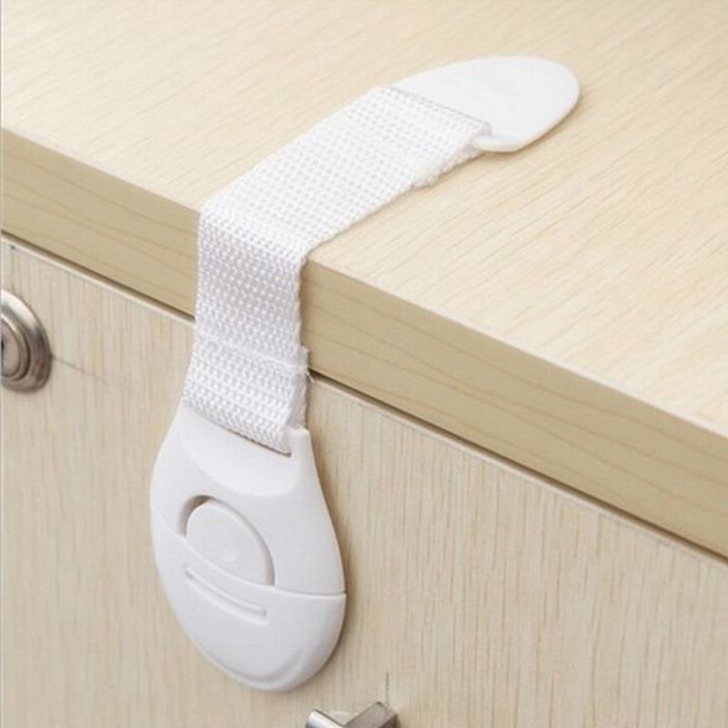 10pcs Durable & Secure White Plastic Cabinet Locks - Youngsters Safety Drawer and Door Latches with Easy Installation E-1141