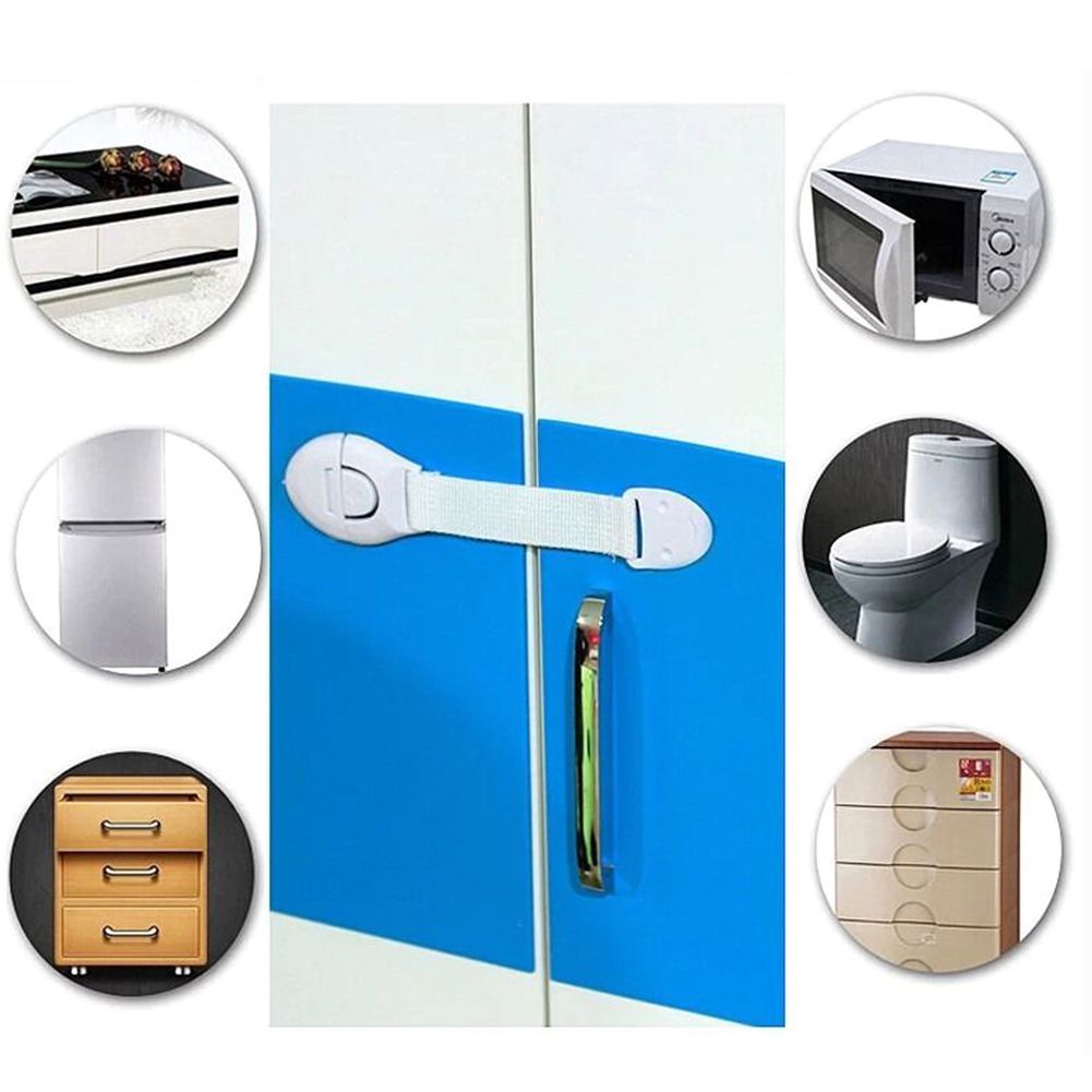 10pcs Durable & Secure White Plastic Cabinet Locks - Youngsters Safety Drawer and Door Latches with Easy Installation E-1141