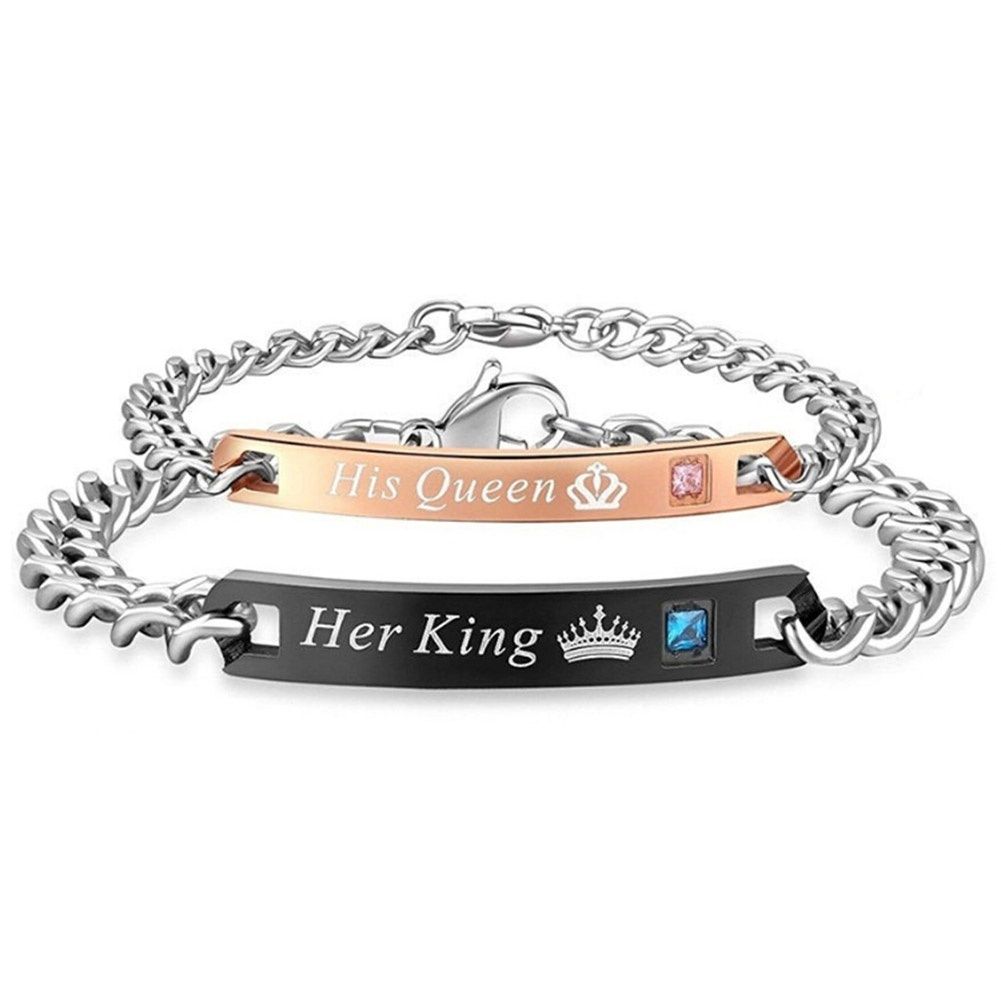Stainless Steel Couple Bracelets His and Hers Matching Bracelets Unique Gift for Lovers Wedding Jewelry Paar Armband SL 13