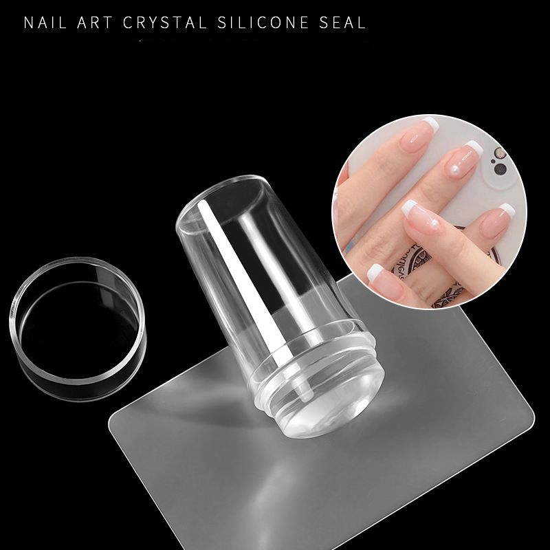 Transparent Silicone Nail Art Stamping Kit | French Design, Unscented | for Nail Art Board, Nail Polish Stamp, Nail Art Stencil, Nail Art Scaler E-986