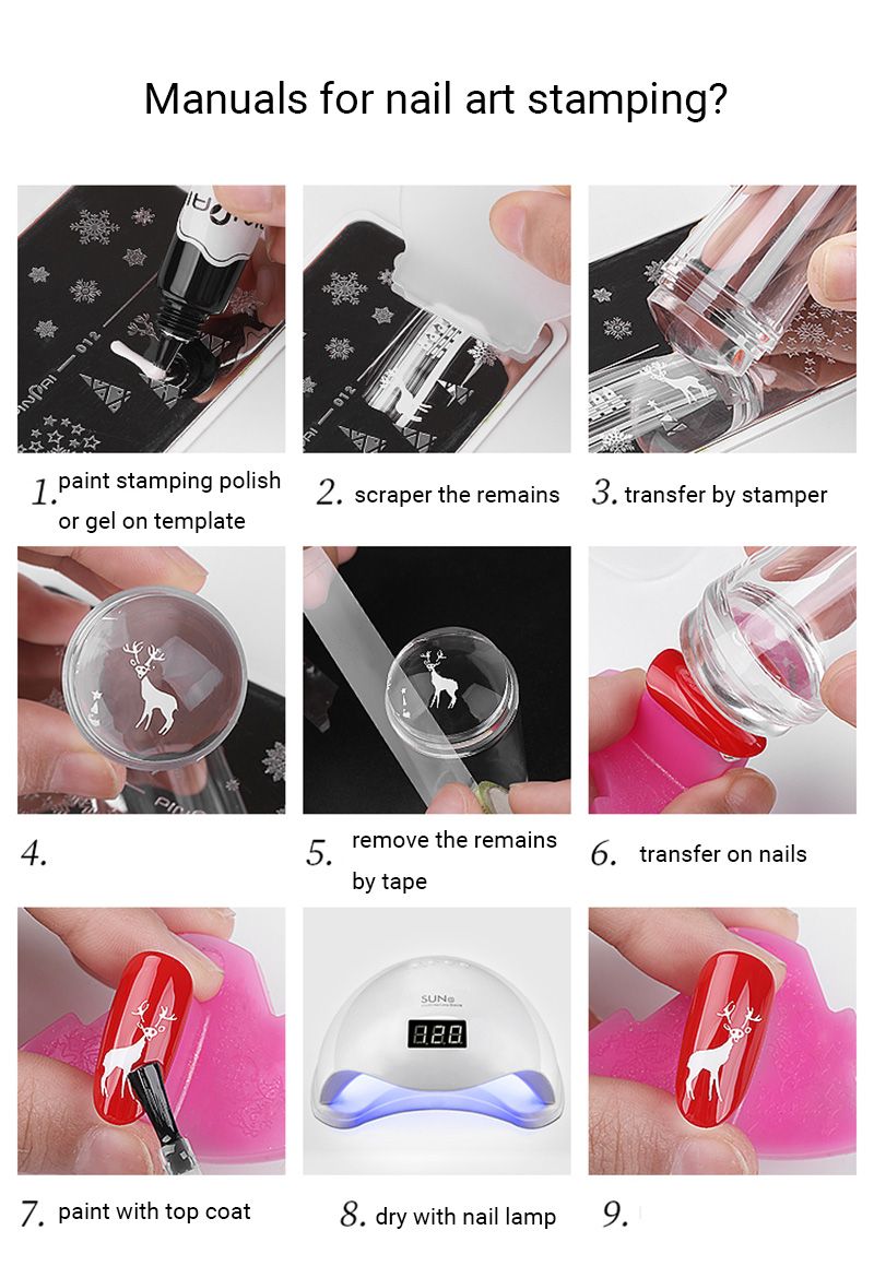 Transparent Silicone Nail Art Stamping Kit | French Design, Unscented | for Nail Art Board, Nail Polish Stamp, Nail Art Stencil, Nail Art Scaler E-986