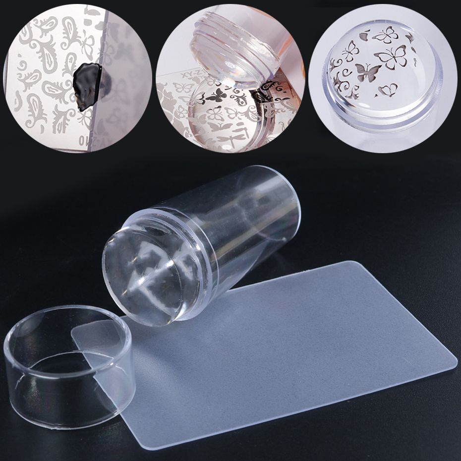 Transparent Silicone Nail Art Stamping Kit | French Design, Unscented | for Nail Art Board, Nail Polish Stamp, Nail Art Stencil, Nail Art Scaler E-986