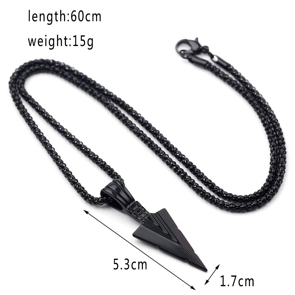 Men's Design Matte Black Long Necklace With Arrow Pendant Jewelry Chain Hip Hop Punk Rock Christmas Halloween Gift For Men A-753
