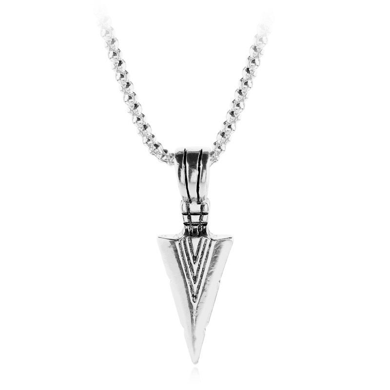 Men's Design Matte Black Long Necklace With Arrow Pendant Jewelry Chain Hip Hop Punk Rock Christmas Halloween Gift For Men A-753