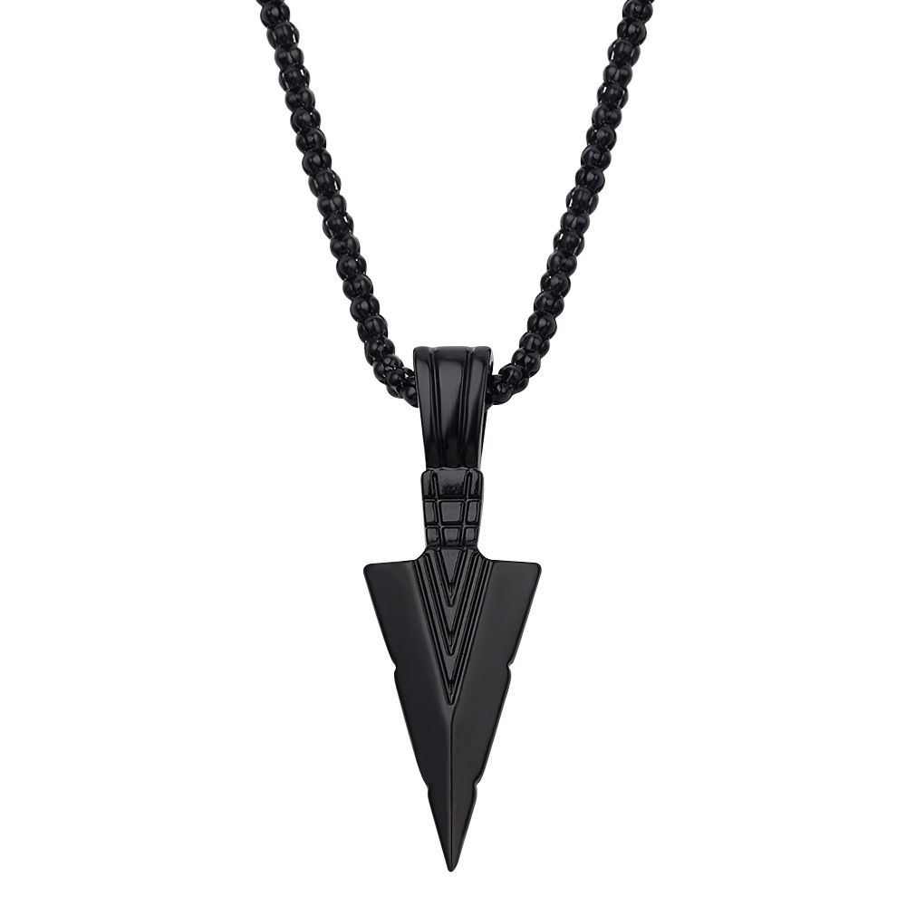 Men's Design Matte Black Long Necklace With Arrow Pendant Jewelry Chain Hip Hop Punk Rock Christmas Halloween Gift For Men A-753