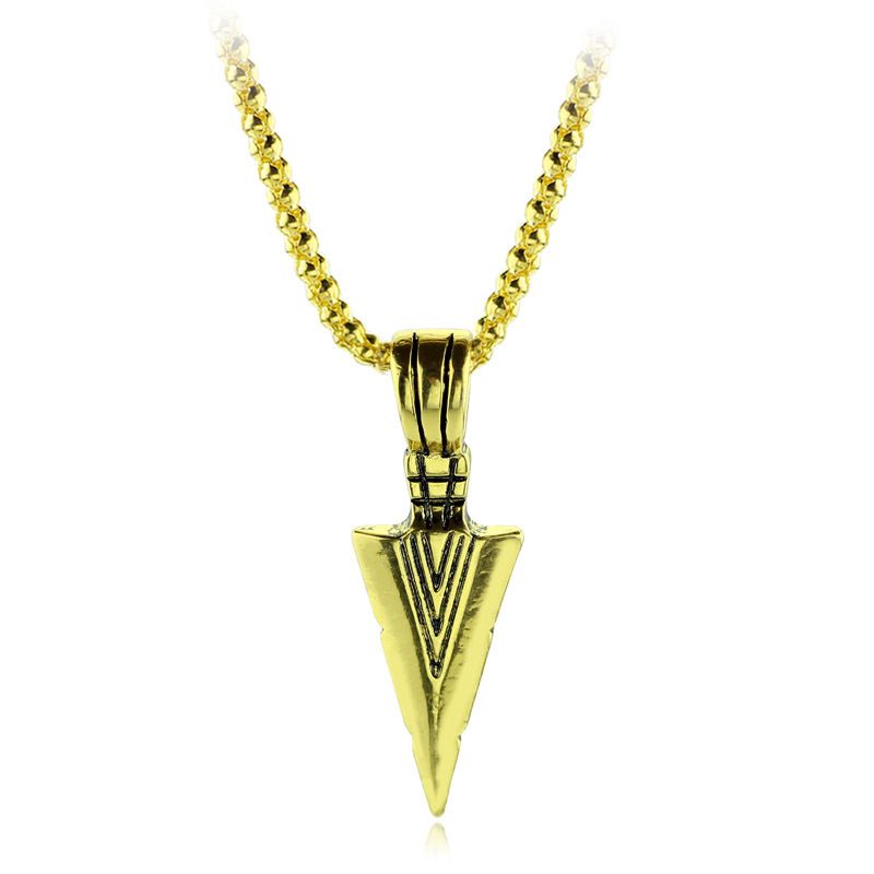 Men's Design Matte Black Long Necklace With Arrow Pendant Jewelry Chain Hip Hop Punk Rock Christmas Halloween Gift For Men A-753