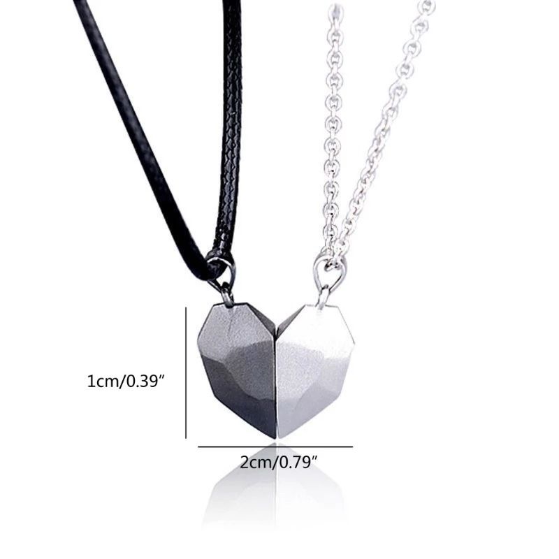 1pair Magnetic Couple Heart Shape Necklace Gothic Punk Style Jewelry Wedding Lovers Couples Valentine's Day Gift Gifts  A-1317