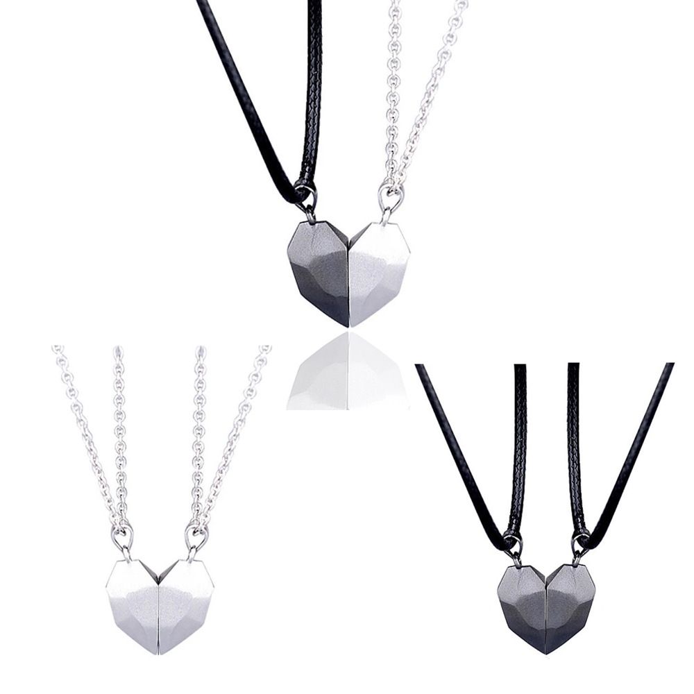 1pair Magnetic Couple Heart Shape Necklace Gothic Punk Style Jewelry Wedding Lovers Couples Valentine's Day Gift Gifts  A-1317