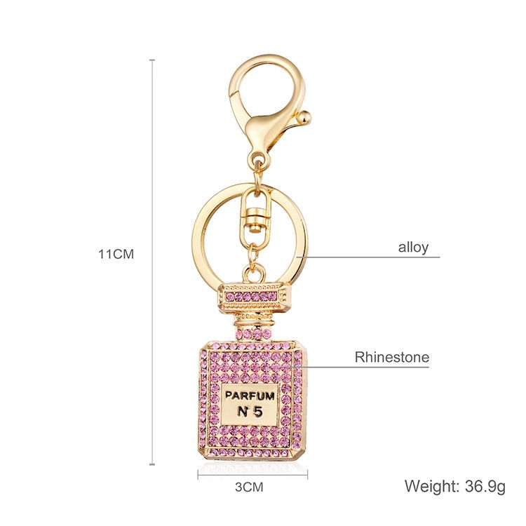 Jewelry Rhinestone Crystal 3 Colors perfume Bottle Shape Pendant Keychain Gifts Car Handbag Key Holder Party Gifts &A-1280
