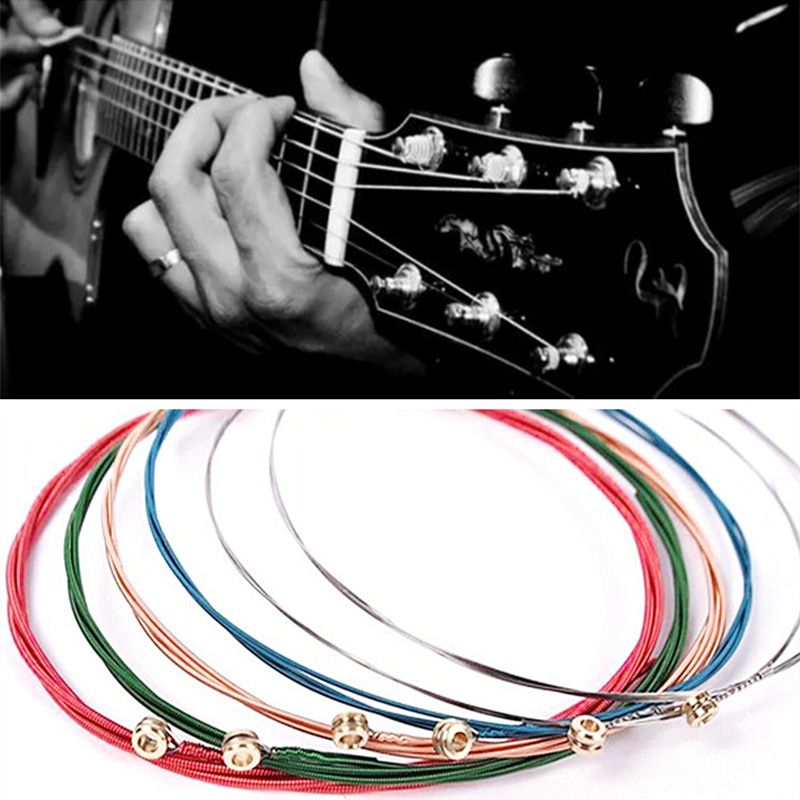 1 Set of 6 PCS Rainbow Colorful Guitar Strings E-A For Acoustic Guitar Classic Guitar Multicolor Guitar Spare Parts E-368