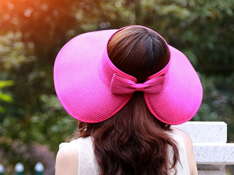 Brand New Spring Summer Visors Cap Foldable Wide Large Brim Sun Hat Beach Hats For Women Straw Hat Wholesale Chapeau
