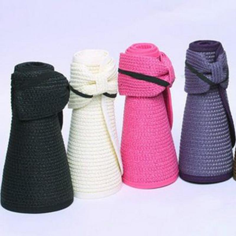 Brand New Spring Summer Visors Cap Foldable Wide Large Brim Sun Hat Beach Hats For Women Straw Hat Wholesale Chapeau