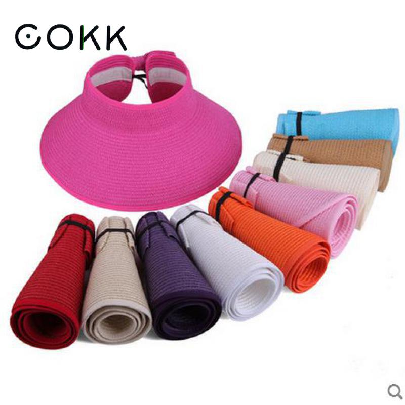 Brand New Spring Summer Visors Cap Foldable Wide Large Brim Sun Hat Beach Hats For Women Straw Hat Wholesale Chapeau