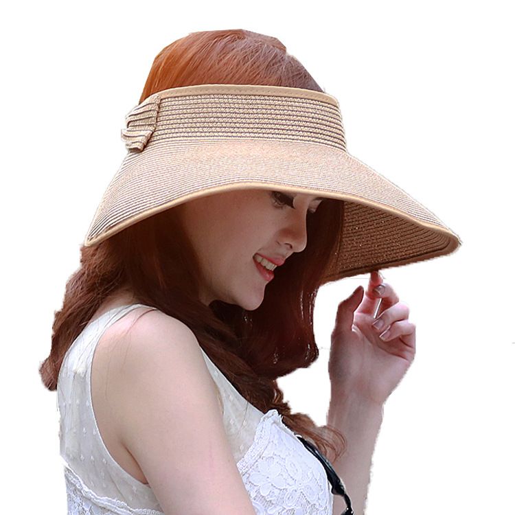 Brand New Spring Summer Visors Cap Foldable Wide Large Brim Sun Hat Beach Hats For Women Straw Hat Wholesale Chapeau