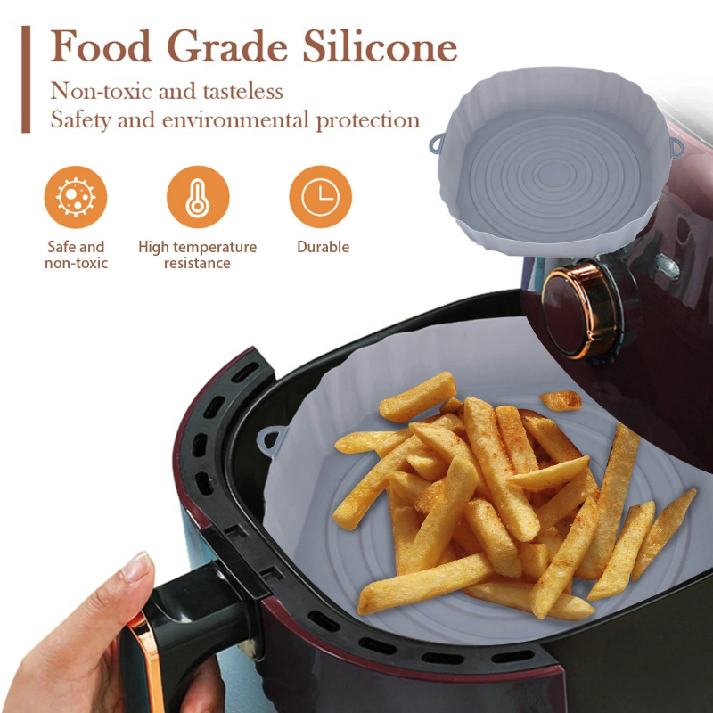 1PC-Air Fryer Pan Silicone Basket Airfryer Oven Baking Silicone Tray Reusable Airfryer Pot Pan Liner Mold Pizza Fried Chickenc  C-254