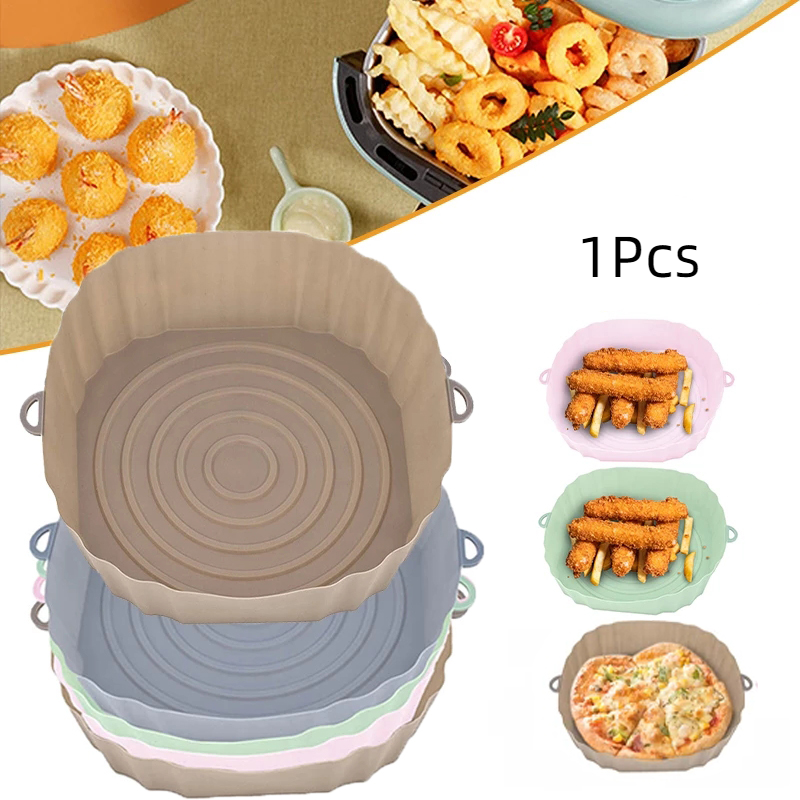 1PC-Air Fryer Pan Silicone Basket Airfryer Oven Baking Silicone Tray Reusable Airfryer Pot Pan Liner Mold Pizza Fried Chickenc  C-254