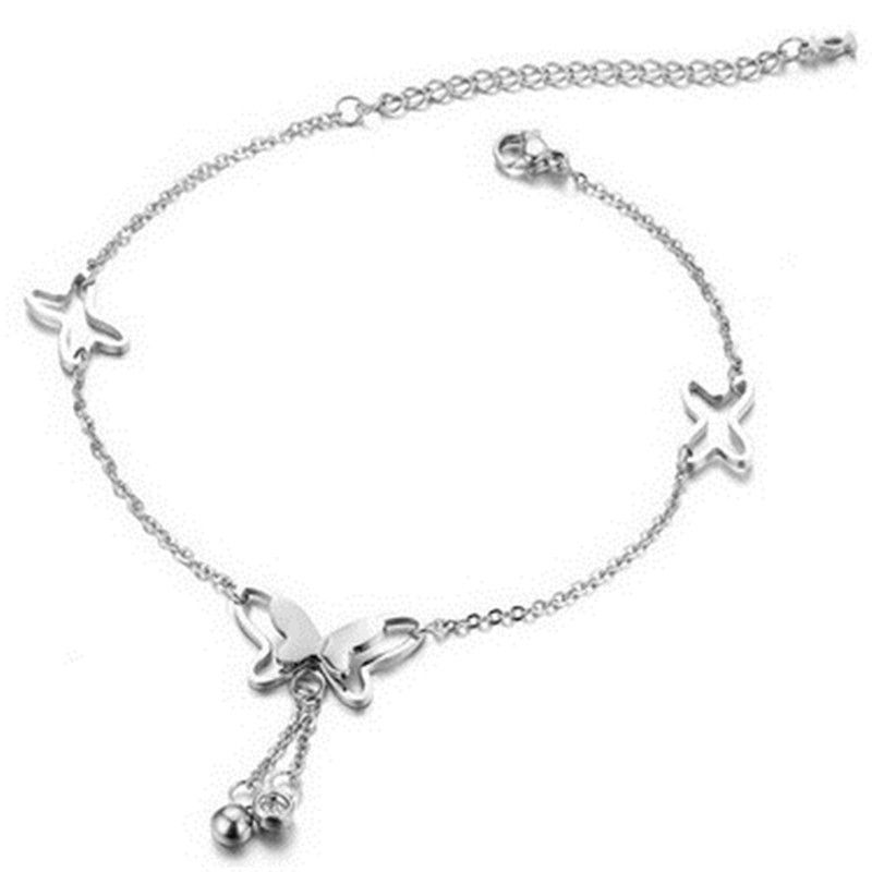 1pc New Butterfly Pendant Anklet Female Summer Beach Leg Chain Girl Adjustable Length Jewelry  A-976