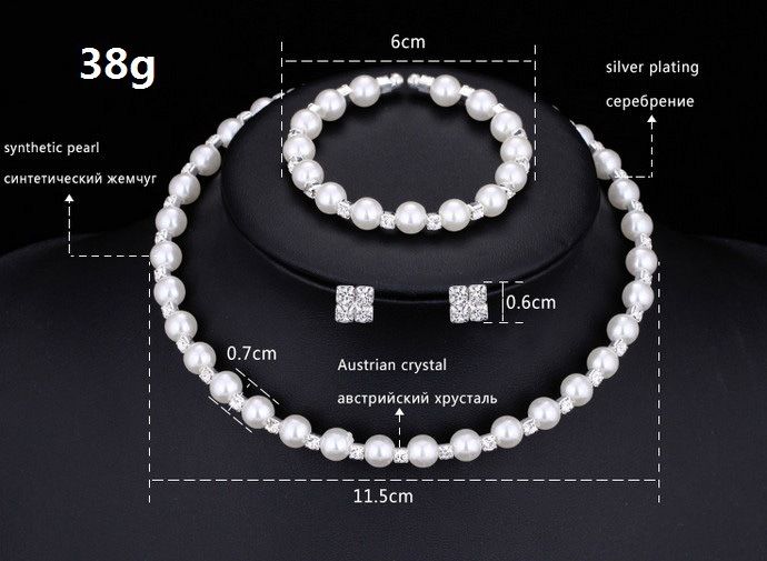 Mecresh Simulated Pearl Bridal Jewelry Sets Crystal Choker Necklace Earrings Bracelet Wedding Jewelry sets for women New  SHT29