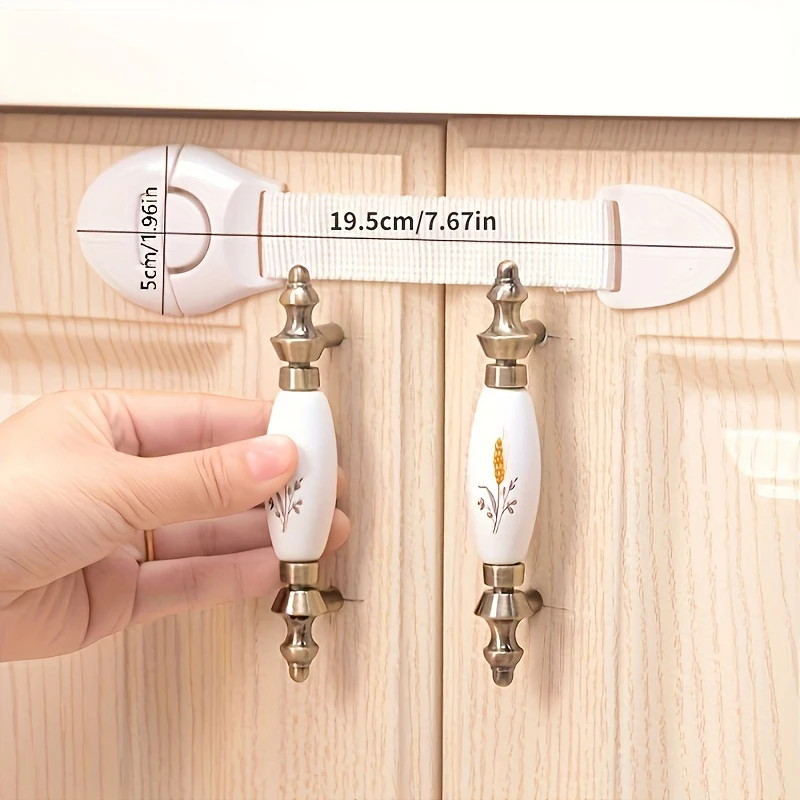 10pcs Durable & Secure White Plastic Cabinet Locks - Youngsters Safety Drawer and Door Latches with Easy Installation E-1141