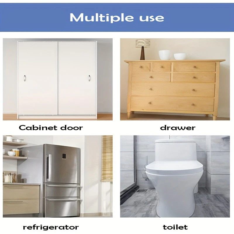 10pcs Durable & Secure White Plastic Cabinet Locks - Youngsters Safety Drawer and Door Latches with Easy Installation E-1141