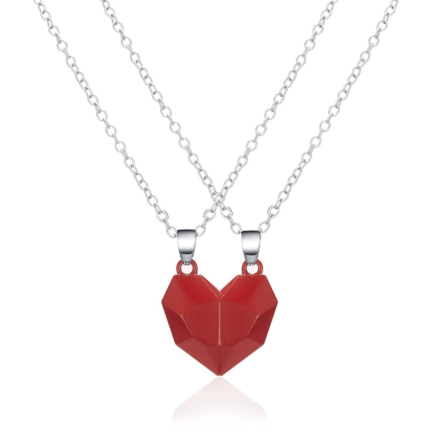 1pair Magnetic Couple Heart Shape Necklace Gothic Punk Style Jewelry Wedding Lovers Couples Valentine's Day Gift Gifts  A-1317